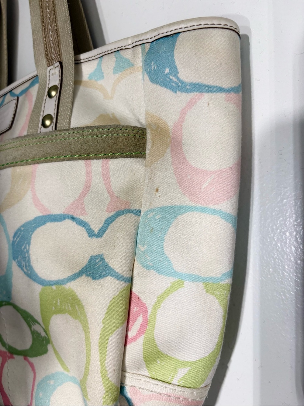 Vintage Coach Tote Bag in Pastel Multi-Color - Picture 2 of 7